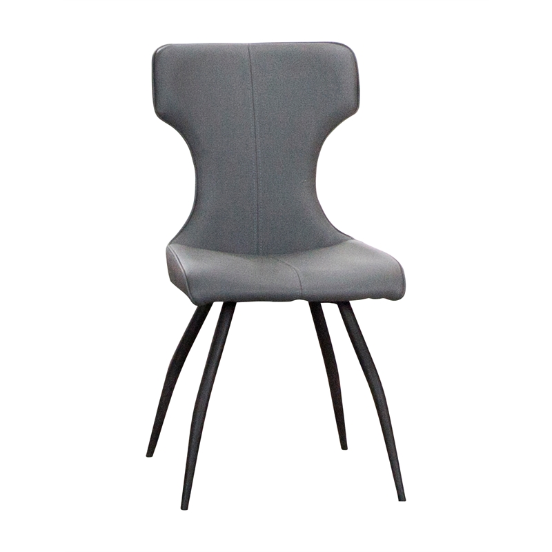 Echo Faux Leather Dark Gray Dining Chairs Black Legs Set of 4 Kitchen Sidechairs