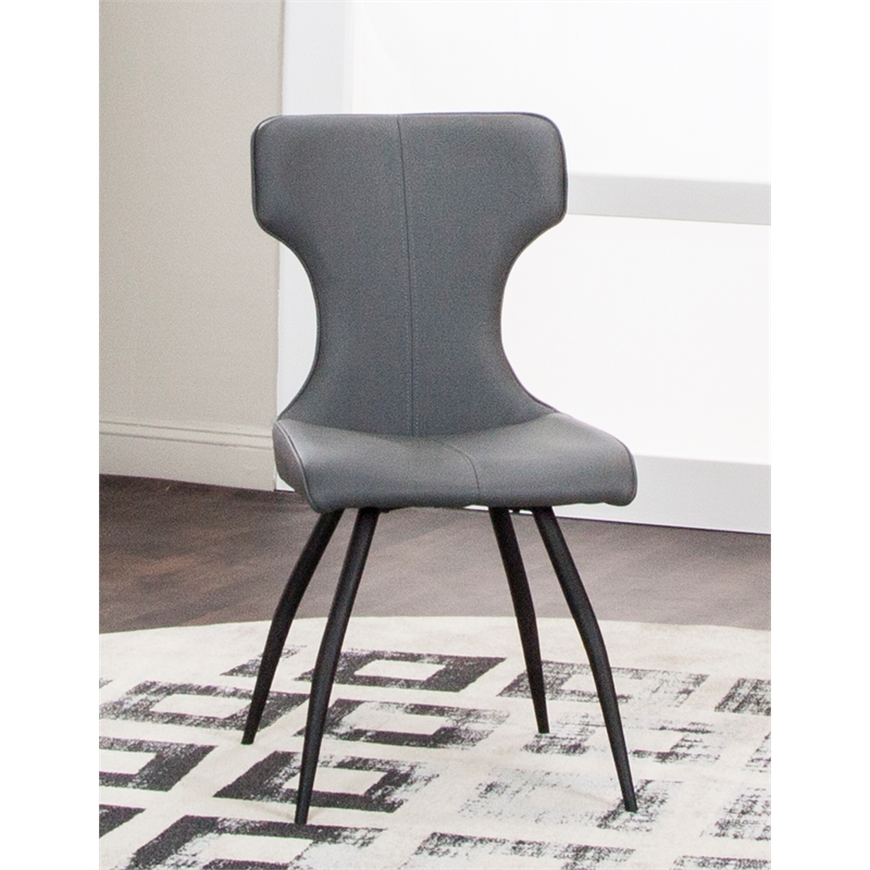 Echo Faux Leather Dark Gray Dining Chairs Black Legs Set of 4 Kitchen Sidechairs