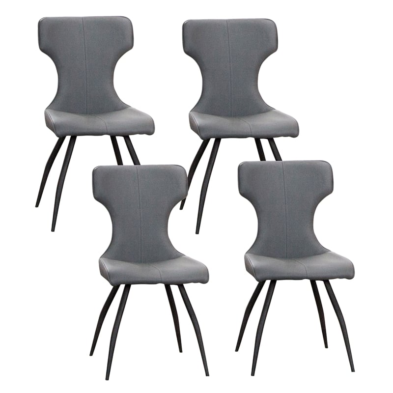Echo Faux Leather Dark Gray Dining Chairs Black Legs Set of 4 Kitchen Sidechairs