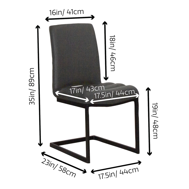 Rhea Dark Gray Faux Leather Cantilever Dining Chairs Set of 2 Kitchen Sidechairs