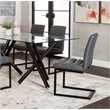 Rhea Dark Gray Faux Leather Cantilever Dining Chairs Set of 2 Kitchen Sidechairs
