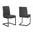 Rhea Dark Gray Faux Leather Cantilever Dining Chairs Set of 2 Kitchen Sidechairs