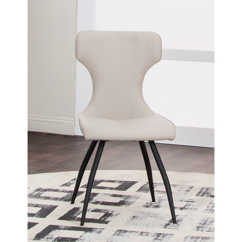 Echo Faux Leather Cream White & Black Dining Chairs Set of 4 Kitchen Sidechairs