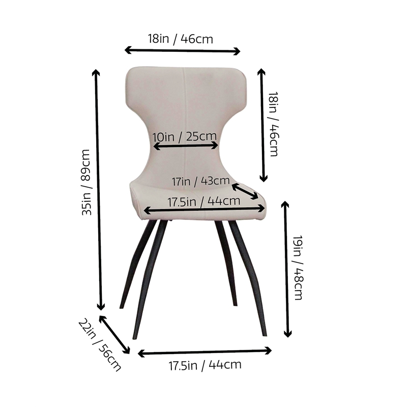 Echo Faux Leather Cream White & Black Dining Chairs Set of 4 Kitchen Sidechairs