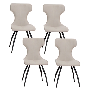 Echo Faux Leather Cream White & Black Dining Chairs Set of 4 Kitchen Sidechairs