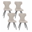 Echo Faux Leather Cream White & Black Dining Chairs Set of 4 Kitchen Sidechairs