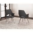 Sunset Trading Atlas Swivel Dining Armchair Dark Gray Faux Leather w Chrome Legs