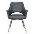 Sunset Trading Atlas Swivel Dining Armchair Dark Gray Faux Leather w Chrome Legs