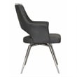 Sunset Trading Atlas Swivel Dining Armchair Dark Gray Faux Leather w Chrome Legs