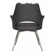 Sunset Trading Atlas Swivel Dining Armchair Dark Gray Faux Leather w Chrome Legs