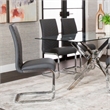 Mist Dark Gray Faux Leather Chrome Cantilever Dining Chairs Set of 2 Sidechairs