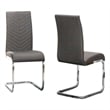 Mist Dark Gray Faux Leather Chrome Cantilever Dining Chairs Set of 2 Sidechairs
