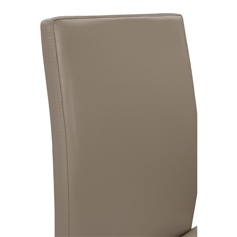 Sela Taupe Beige Faux Leather Padded Dining Chairs Set of 2 Kitchen Side Chairs