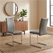 Sela Taupe Beige Faux Leather Padded Dining Chairs Set of 2 Kitchen Side Chairs
