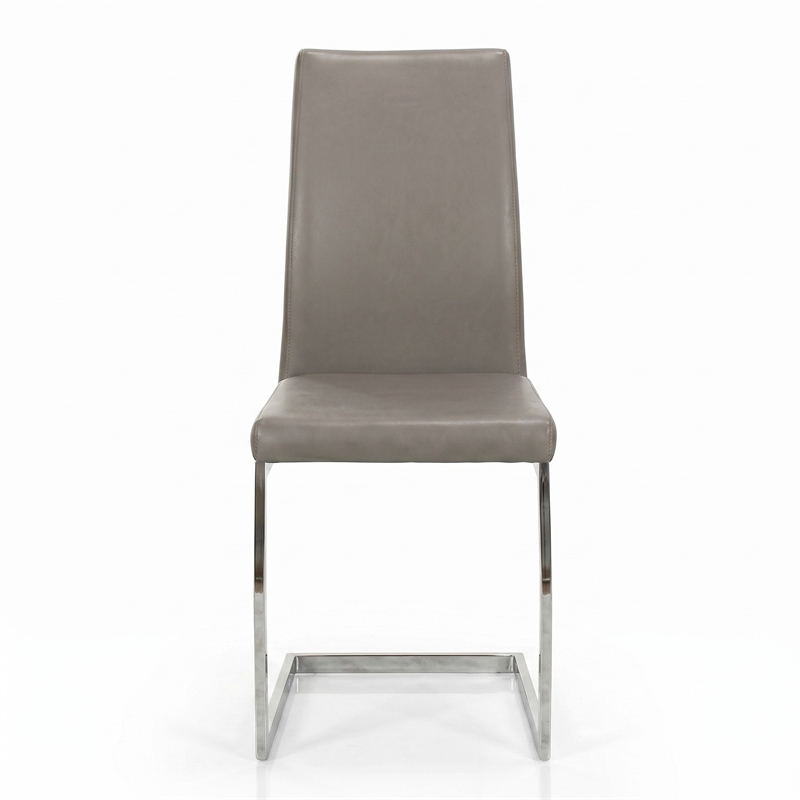 Sela Taupe Beige Faux Leather Padded Dining Chairs Set of 2 Kitchen Side Chairs