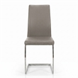 Sela Taupe Beige Faux Leather Padded Dining Chairs Set of 2 Kitchen Side Chairs