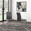 Sela Gray Faux Leather Padded Dining Chairs Chrome Cantilever Base Set of 2
