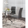 Sela Gray Faux Leather Padded Dining Chairs Chrome Cantilever Base Set of 2