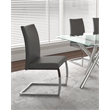 Sela Gray Faux Leather Padded Dining Chairs Chrome Cantilever Base Set of 2