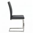 Sela Gray Faux Leather Padded Dining Chairs Chrome Cantilever Base Set of 2