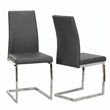 Sela Gray Faux Leather Padded Dining Chairs Chrome Cantilever Base Set of 2