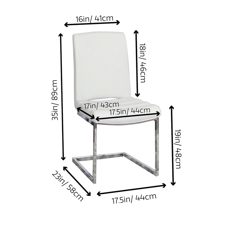 Delta Light Gray Faux Leather Chrome Cantilever Dining Chair Set of 2 Sidechairs