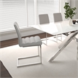 Delta Light Gray Faux Leather Chrome Cantilever Dining Chair Set of 2 Sidechairs