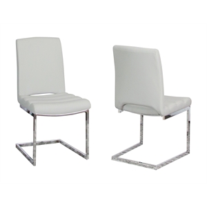 Delta Light Gray Faux Leather Chrome Cantilever Dining Chair Set of 2 Sidechairs