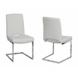 Delta Light Gray Faux Leather Chrome Cantilever Dining Chair Set of 2 Sidechairs