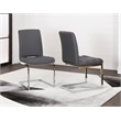Delta Dark Gray Faux Leather Chrome Cantilever Dining Chairs Set of 2 Sidechairs