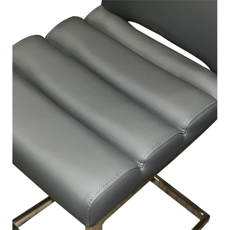 Delta Dark Gray Faux Leather Chrome Cantilever Dining Chairs Set of 2 Sidechairs