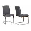 Delta Dark Gray Faux Leather Chrome Cantilever Dining Chairs Set of 2 Sidechairs