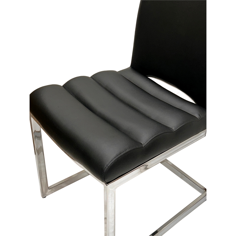 Sunset Trading Delta Black Faux Leather Chrome Cantilever Dining Chairs Set of 2