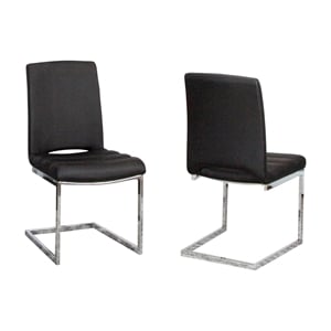 Sunset Trading Delta Black Faux Leather Chrome Cantilever Dining Chairs Set of 2