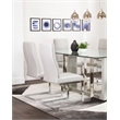 Opal Light Gray Faux Leather Chrome Cantilever Dining Chairs Set of 2 Sidechairs