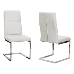 Opal Light Gray Faux Leather Chrome Cantilever Dining Chairs Set of 2 Sidechairs