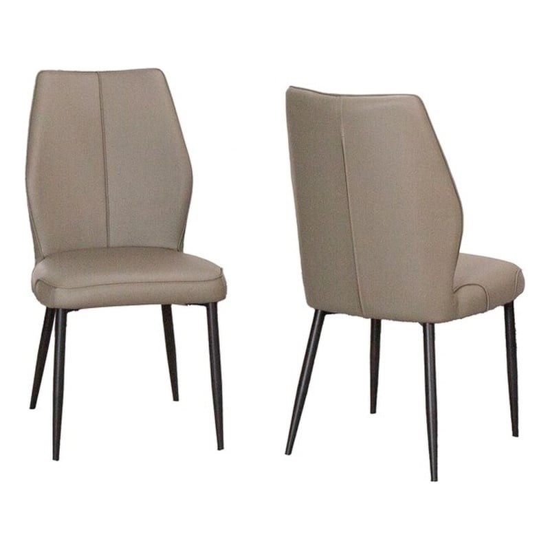 Mara Faux Leather Brown Dining Chairs w Black Legs Set of 2 Kitchen Sidechairs