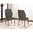 Mara Faux Leather Dark Gray Dining Chairs Black Legs Set of 2 Kitchen Sidechairs