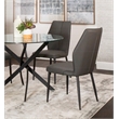 Mara Faux Leather Dark Gray Dining Chairs Black Legs Set of 2 Kitchen Sidechairs
