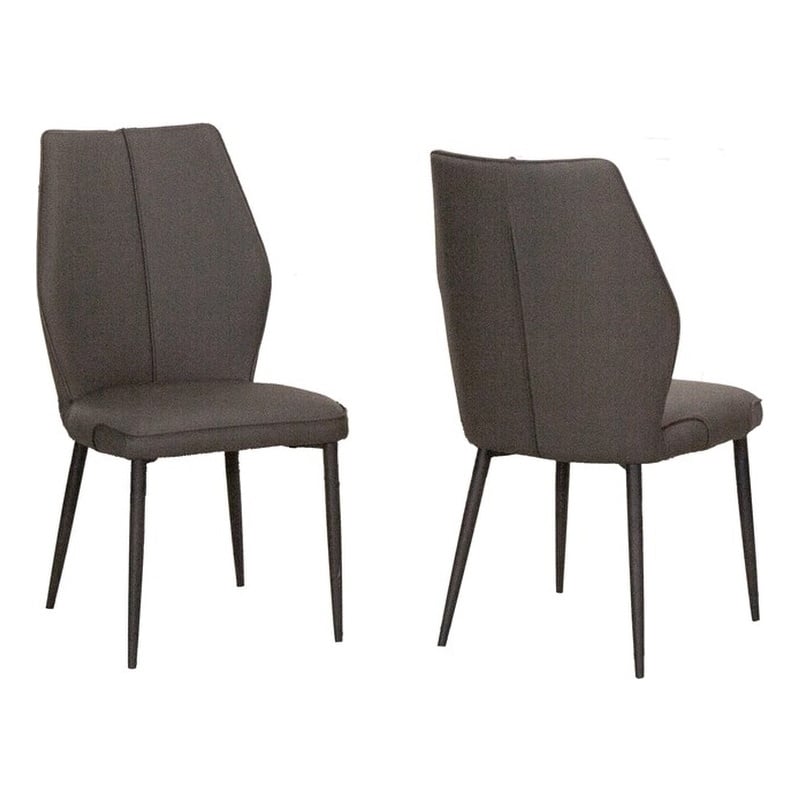 Mara Faux Leather Dark Gray Dining Chairs Black Legs Set of 2 Kitchen Sidechairs