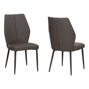 Mara Faux Leather Dark Gray Dining Chairs Black Legs Set of 2 Kitchen Sidechairs