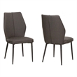 Mara Faux Leather Dark Gray Dining Chairs Black Legs Set of 2 Kitchen Sidechairs