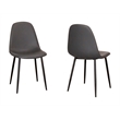 Leda Faux Leather Charcoal Gray Dining Chairs Black Legs Set of 2