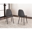 Leda Faux Leather Charcoal Gray Dining Chairs Black Legs Set of 2
