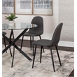Leda Faux Leather Charcoal Gray Dining Chairs Black Legs Set of 2