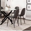 Leda Faux Leather Charcoal Gray Dining Chairs Black Legs Set of 2