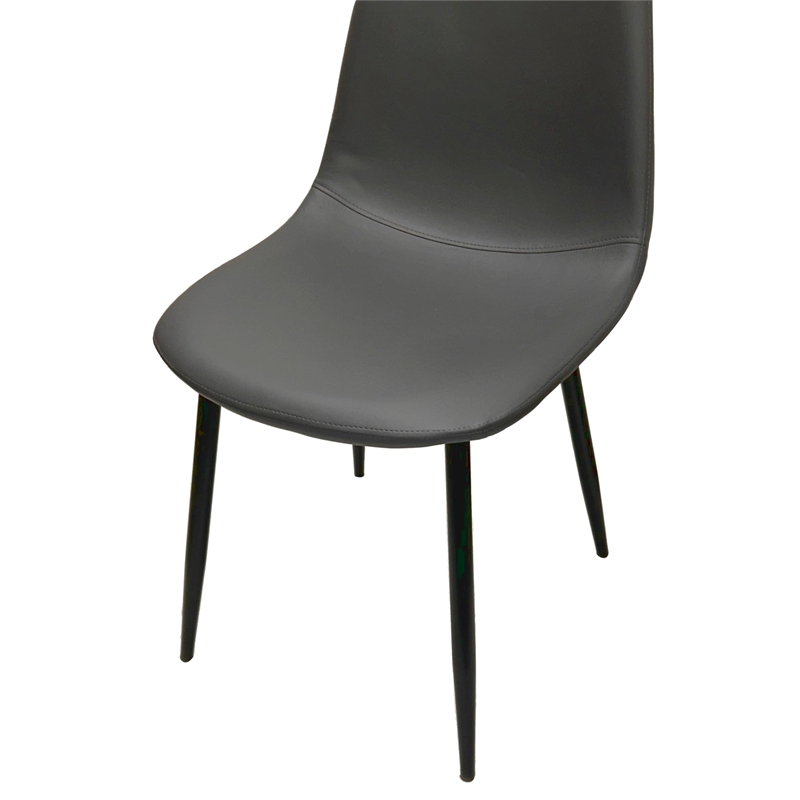 Leda Faux Leather Charcoal Gray Dining Chairs Black Legs Set of 2
