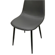 Leda Faux Leather Charcoal Gray Dining Chairs Black Legs Set of 2
