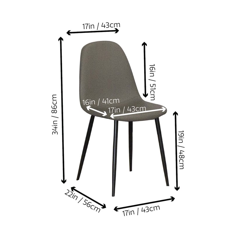 Leda Faux Leather Mocha Brown Dining Chairs Black Metal Legs Set of 2