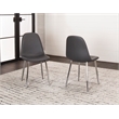 Venu Charcoal Dark Gray Faux Leather Dining Chairs with Chrome Legs Set of 2